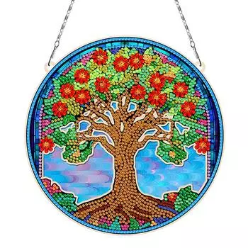 Suncatcher Flower Diamond Painting Hanging Decor Diamond Drawing Hanging Ornament Christmas Home Windows Decor BGYH301