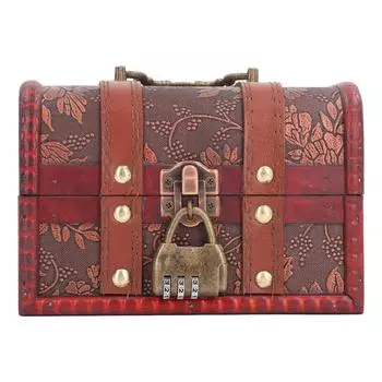Сундук для хранения сокровищ, винтажный деревянный ящик большой емкости с кодовым замком для свадьбы
