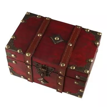 Сундук для сокровищ в старинном стиле с замком цвета бронзы, шкатулка для драгоценностей, деревянная шкатулка для сокровищ, всякая всячина S