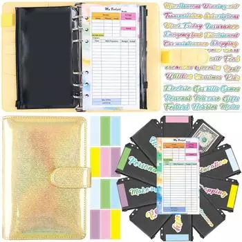 СУНДУК Красочный перекидной бюджетный планировщик A6 Бюджетный переплет Книга для бухгалтерского учета и финансового планирования с золотой