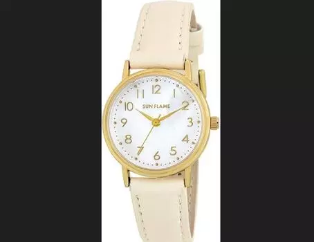 [Sunflame] Японские модные часы SUFLAMME с белым жемчужным арабским циферблатом цвета слоновой кости MJL-B22-IV