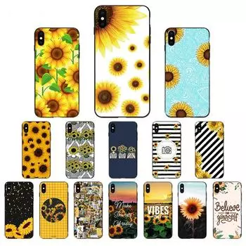 Sunflower Art Pattern Design Capa Back Shell For iPhone 11 11Pro max 5 5S SE SE2020 6 7 8 6s Plus X XR XS Max Soft Phone Cases iPhone SE2020