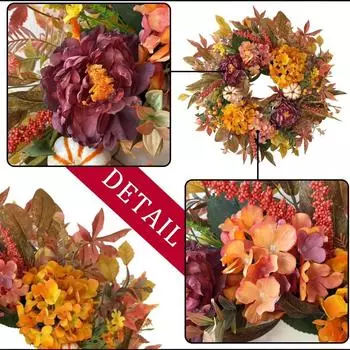 Sunflower Artificial Wreath With Bow For Fall Thanksgiving Door And Home Dcor One Size