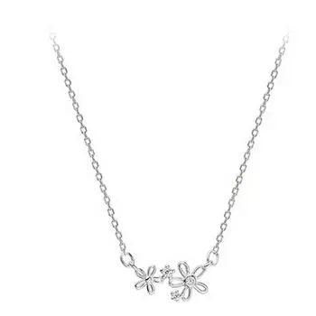 Sunflower Daisy Collarbone Chain Female Simple Creative Sense Literary Small Fresh Flower Necklace copper (white gold pendant + chain)