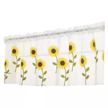 Sunflower Half Curtains Embroidered Living Room Drape Valance Partition Drapes Floral Screening Decoration 0.8x0.5m белый