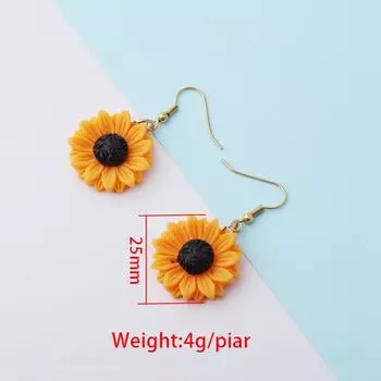Sunflower-Inspired Stainless Steel Earrings with Inlaid Gemstones