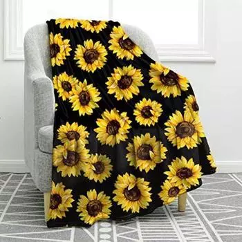 Sunflower Pattern Flannel Blanket Sofa Sheet Bedspread Blanket 70x100cm