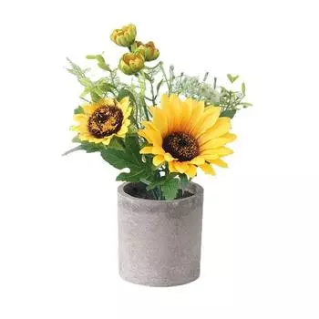 Sunflower Simulation Plastic Flower Pot Home Living Room Dining Table Fake Flower Small Bonsai Ornament Artificial Plastic Flower Art