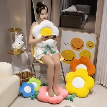 Sunflower Sun Flower Stuffed Plush Toy Doll Cushion Mat Hold pillow Home Bedroom Auto Decor Girls Gift 26x35cm синий