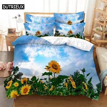 Sunflowers Bedding Sets 3D Digital Printing Quilt Cover Mario Pattern Bedspread Single Twin Full Queen King Size Bedding EU single(135x200cm)&set