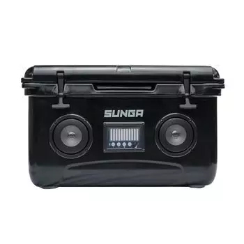 SUNGA Cooler Box 45L Bluetooth Speaker Black Large Cooler Bag Outdoor Camping Fishing BBQ Coolerbox Cold Storage Built