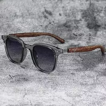 Sunglasses for Men Women s Trendy Retro Wood Grain Polarized UV Protection Eyewear Cycling Outdoor Street Photography чёрный