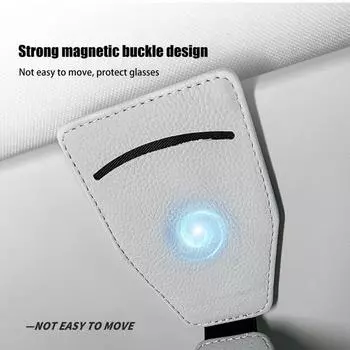 Sunglasses Holder For Car Visor Magnetic Eyeglasses Holder Ticket Card Clip Glasses Mount Holder PU Leather Eyeglasses Hanger красный