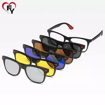 Sunglasses Interchangeable Set Of Glasses Retro Men S Magnetic Tr Glasses Clip Sunglasses Women S PC material rack