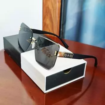 Sunglasses Women S High-End Sense Rimless Trimmed Pattern Glasses Loner Voe Fashion Casual Sunglasses