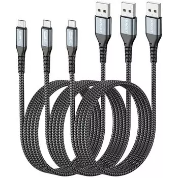 SUNGUY Micro USB cable 1.5M [Set of 3] QC3.0/2.0 Up to 18W fast charging USB2.0 data transfer micro usb cable High durability nylon knitting Galaxy S7