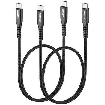 SUNGUY USB Type C cable 0.5M [Set of 2] PD compatible 60W fast charging to 50cm short USB2.0 data transfer iPhone15/15Pro Galaxy S22 ultra/iPad