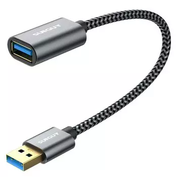 SUNGUY USB-удлинитель USB-удлинитель 5 Гбит/с высокоскоростная передача данных, короткий удлинитель с нейлоновой оплеткой и позолоченным разъемом
