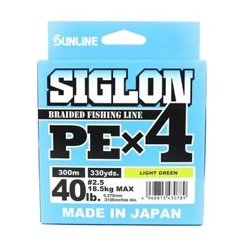 Sunline Линия PE X4 Siglon 300M PE 2.5 40LB Лаймово-зеленый (0789) зеленый лайм