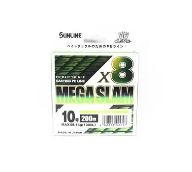 Sunline P.E Line X8 Mega Slam Casting 200м P.E 10 130lb Лаймово-зеленый (5797) зеленый лайм