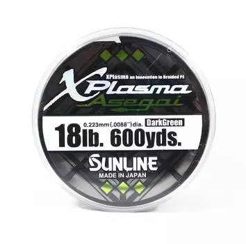 Sunline PE Line Asegai Xplasma 600 ярдов PE 1,7 18 фунтов темно-зеленый (5219) темно-зеленого