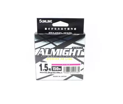 Sunline PE Line X4 Almight Sinking PE 150 м PE 1,5 22,5 фунта Розовый (5735) розовый