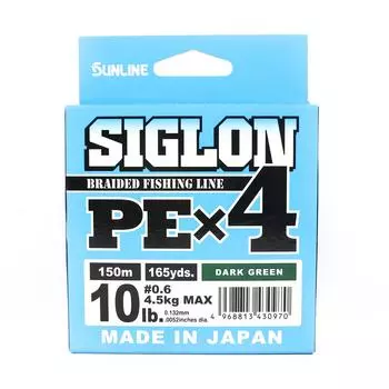 Sunline PE Line X4 Siglon 150M PE 0,6 10 фунтов темно-зеленый (0970) темно-зеленого