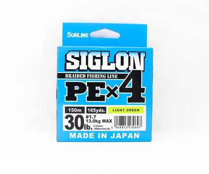 Sunline PE Line X4 Siglon 150M PE 1,7 30 фунтов лаймово-зеленый (0697) зеленый лайм