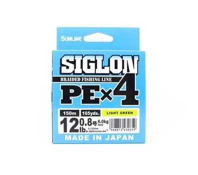 Sunline PE Line X4 Siglon 150M PE 0,8 12 фунтов лаймово-зеленый (0659) зеленый лайм