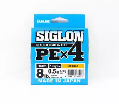Sunline PE Line X4 Siglon 150M PE 0,5 8 фунтов Оранжевый (1298) оранжевый
