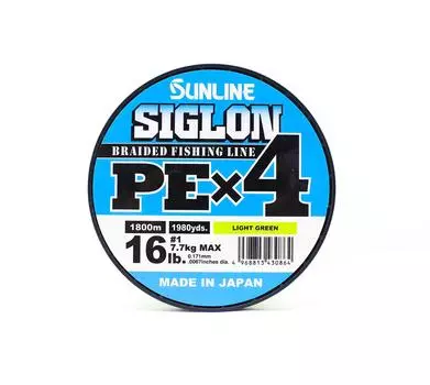 Sunline PE Line X4 Siglon 1800M PE 1 16 фунтов лаймово-зеленый (0864) зеленый лайм