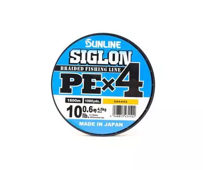 Sunline PE Line X4 Siglon 1800M PE 0,6 10 фунтов Оранжевый (1502) оранжевый