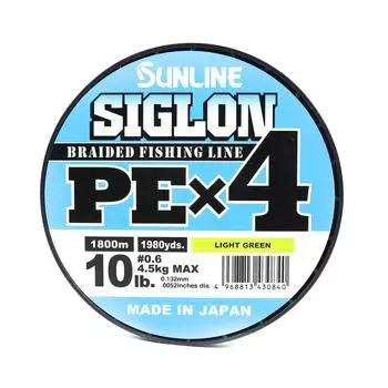 Sunline PE Line X4 Siglon 1800M PE 0,6 10 фунтов лаймово-зеленый (08:40)