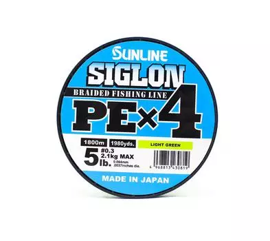 Sunline PE Line X4 Siglon 1800M PE 0,3 5 фунтов лаймово-зеленый (0819) зеленый лайм