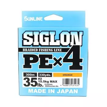 Sunline PE Line X4 Siglon 300M PE 2 35 фунтов Оранжевый (1434) оранжевый
