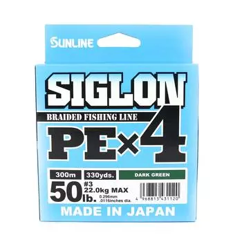 Sunline PE Line X4 Siglon 300M PE 3 50 фунтов темно-зеленый (1120)