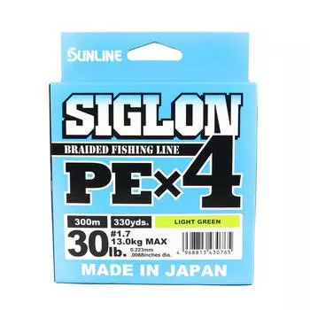 Sunline PE Line X4 Siglon 300M PE 1,7 30 фунтов лаймово-зеленый (0765) зеленый лайм