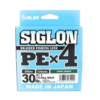 Sunline PE Line X4 Siglon 300M PE 1,7 30 фунтов темно-зеленый (1090)