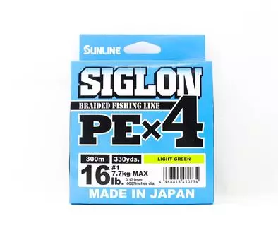 Sunline PE Line X4 Siglon 300M PE 1 16 фунтов лаймово-зеленый (0734) зеленый лайм