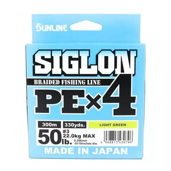 Sunline PE Line X4 Siglon 300M PE 3 50LB салатовый (0796) зеленый лайм