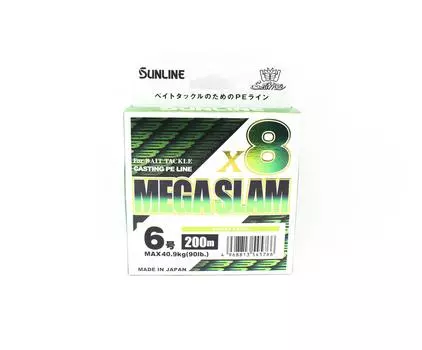 Sunline PE Line X8 Mega Slam Casting 200 м PE 6 90 фунтов салатового цвета (5766) зеленый лайм