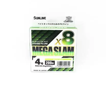 Sunline PE Line X8 Mega Slam Casting 200 м PE 4 65 фунтов лаймово-зеленый (5742) зеленый лайм