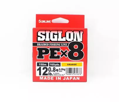 Sunline PE Line X8 Siglon 150M PE 0,8 12 фунтов Оранжевый (1878)