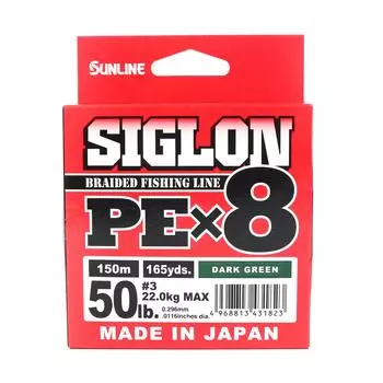 Sunline PE Line X8 Siglon 150M PE 3 50LB Темно-зеленый (1823 г.) темно-зеленого