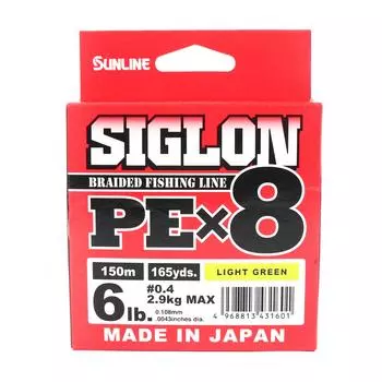 Sunline PE Line X8 Siglon 150M PE 0,4 6 фунтов лаймово-зеленый (1601) зеленый лайм