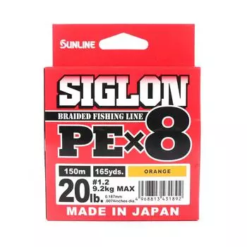 Sunline PE Line X8 Siglon 150M PE 1,2 20 фунтов Оранжевый (1892 г.) оранжевый