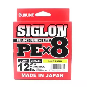 Sunline PE Line X8 Siglon 300M P.E 0.8 12LB Лайм Зеленый (2202)