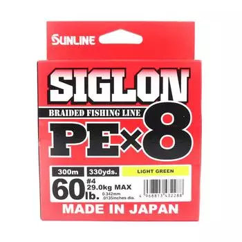 Sunline PE Line X8 Siglon 300M PE 4 60 фунтов лаймово-зеленый (2288) зеленый лайм