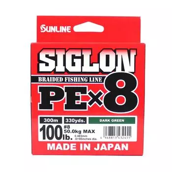 Sunline PE Line X8 Siglon 300M PE 8 100LB Темно-зеленый (2455) темно-зеленого