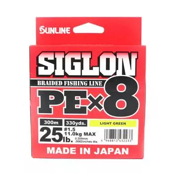 Sunline PE Line X8 Siglon 300M PE 1,5 25 фунтов лаймово-зеленый (2233)